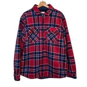 Boston Traders Sherpa Lined Button Front Jacket Size XL Red Blue Outdoor Travel